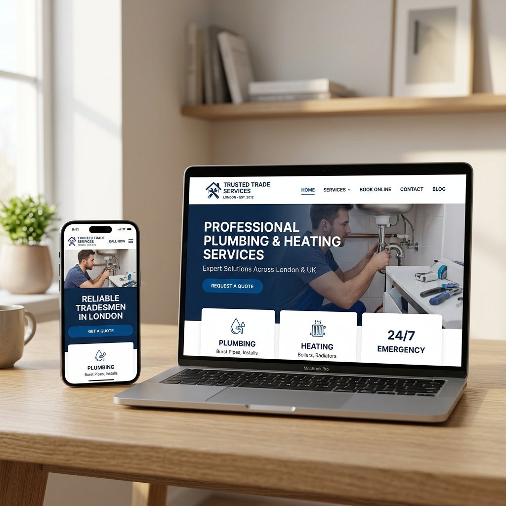 Voanerges premium trade website design mockup showing client metrics dashboard